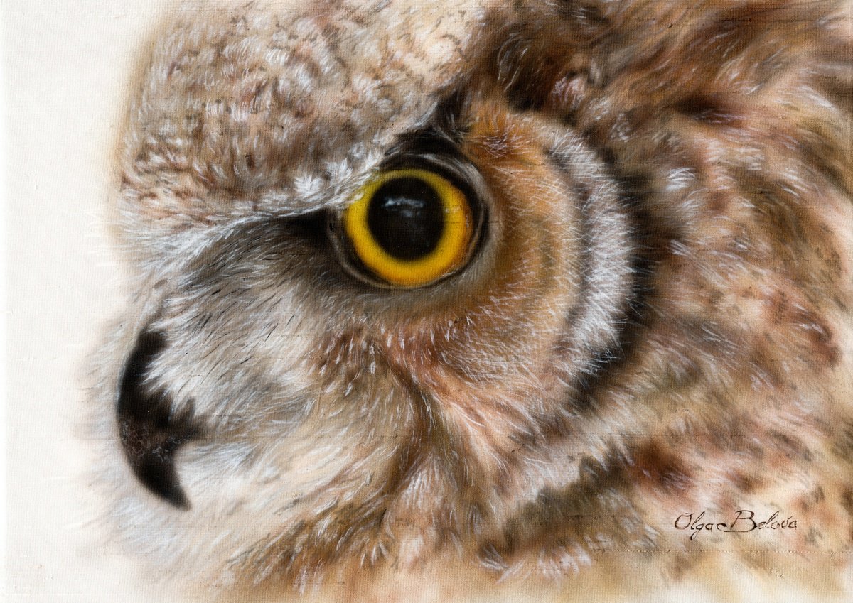 Wisdom owl - Silk Painting by Olga Belova