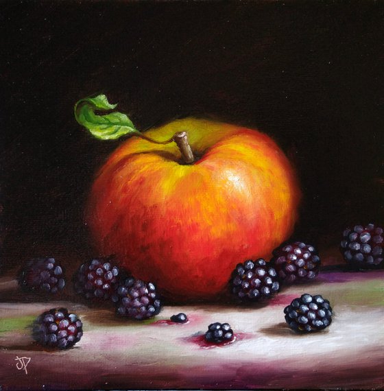 Apple  with Blackberries still life