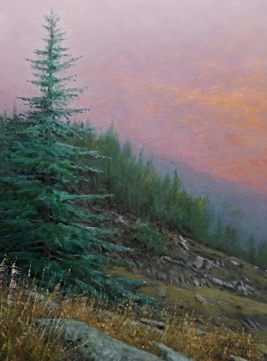 Impressionistic Landscape Acrylic Painting By Gerard Kramer, 12 X 16, A Pine, Original Artwork