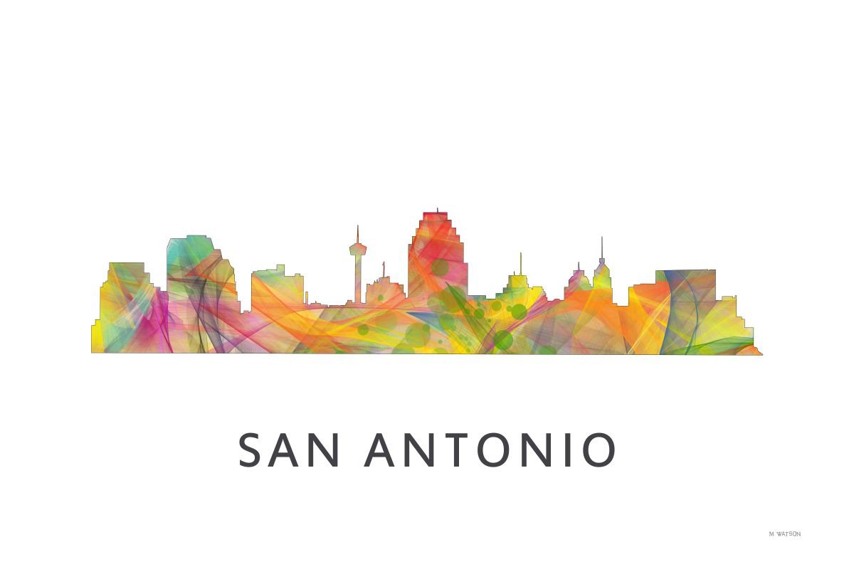 San Antonio Texas Skyline WB1 by Marlene Watson