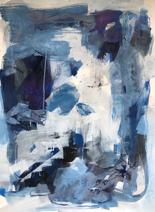 Large Paper work - Blue Series 1 by Angela  Dierks