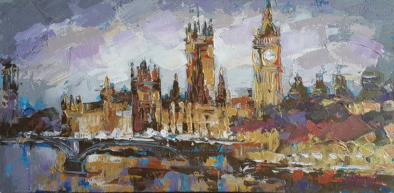 UK London -  landscape city scene painting