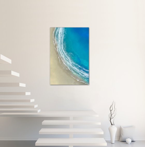 Our white sand beach - aerial ocean painting