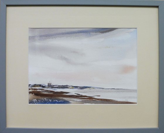 CHURCH COVE, DEVON. Original Watercolour Landscape Painting. Framed.