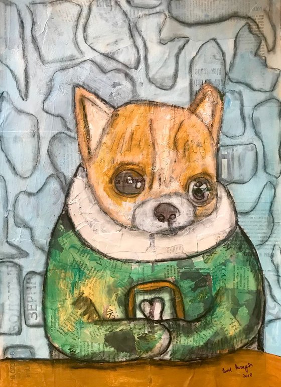 Dog with iPhone