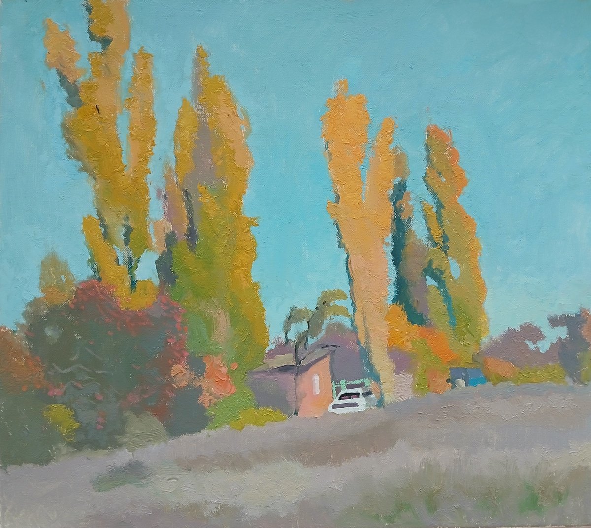 Impressionistic Landscape Oil Painting By Vasyl Koval, 20 X 18", October, Original Artwork