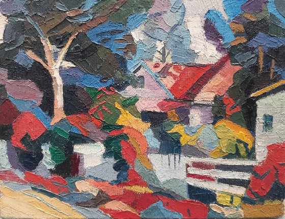 Village landscape, miniature