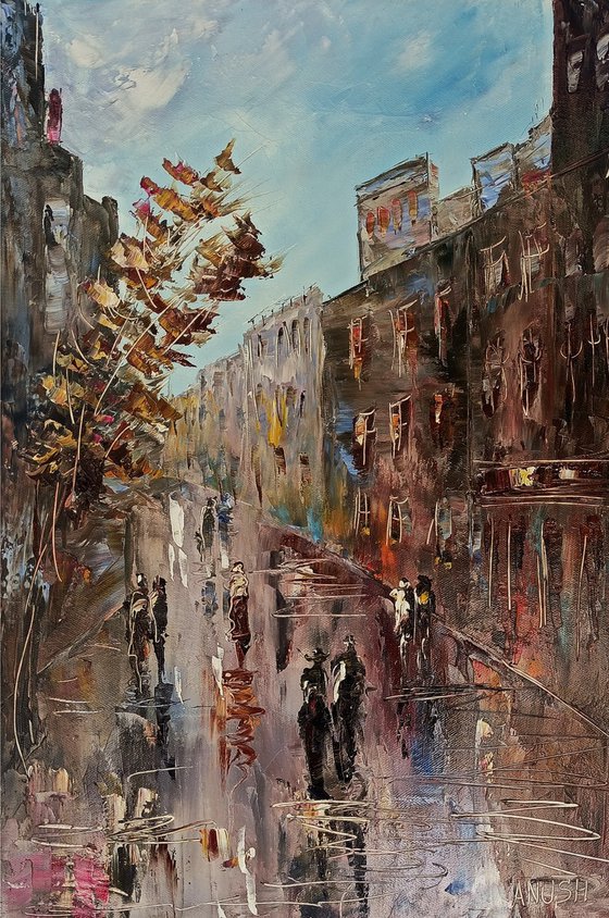Modern cityscape  (40x60cm, oil painting, ready to hang)