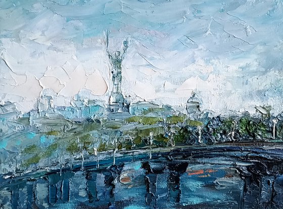 Kiev - landscape, cityscape, Ukraine, war, motherland, oil painting