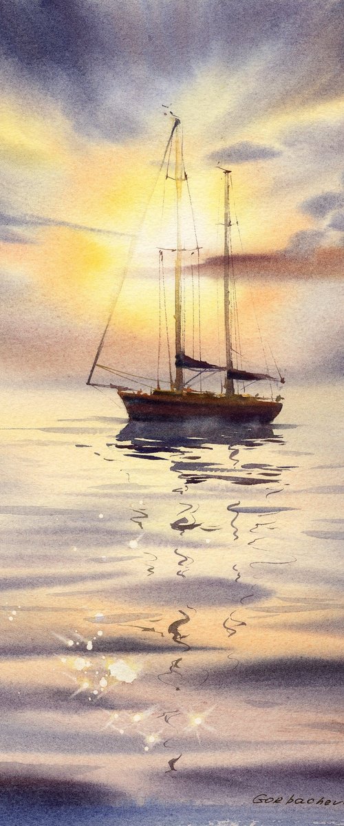 Yacht in the sun #3 by Eugenia Gorbacheva
