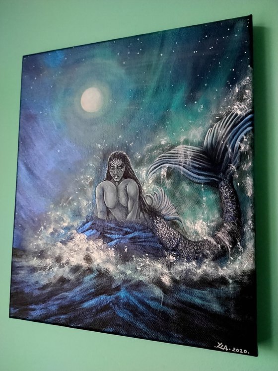 The Merman. Original acrylic painting by Zoe Adams.