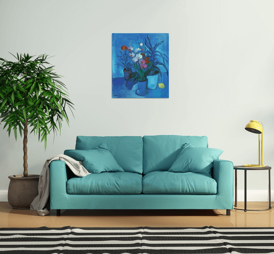 Blue Still life and Moon