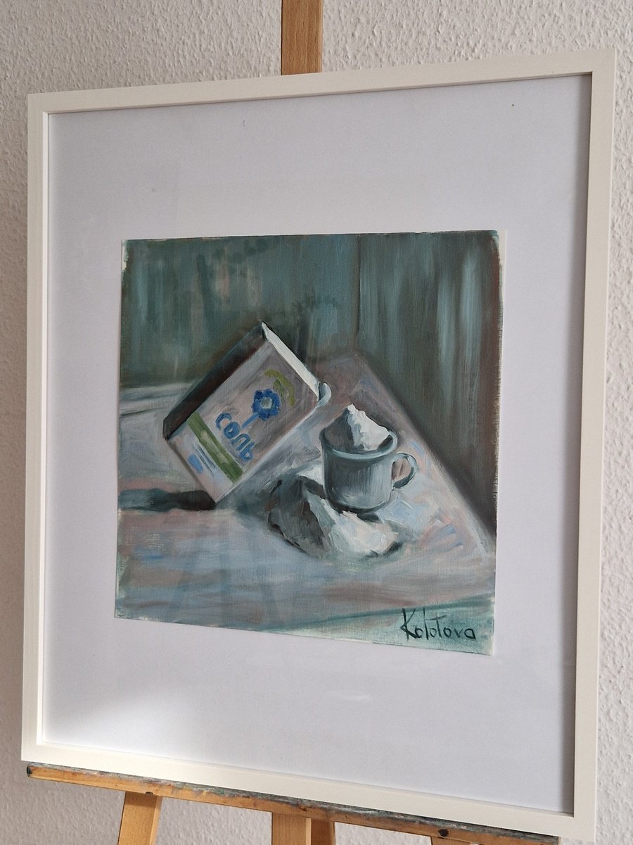 Impressionistic Still Life Oil Painting By Olena Kolotova, 14 X 14", Still Life "Salt", Original Artwork