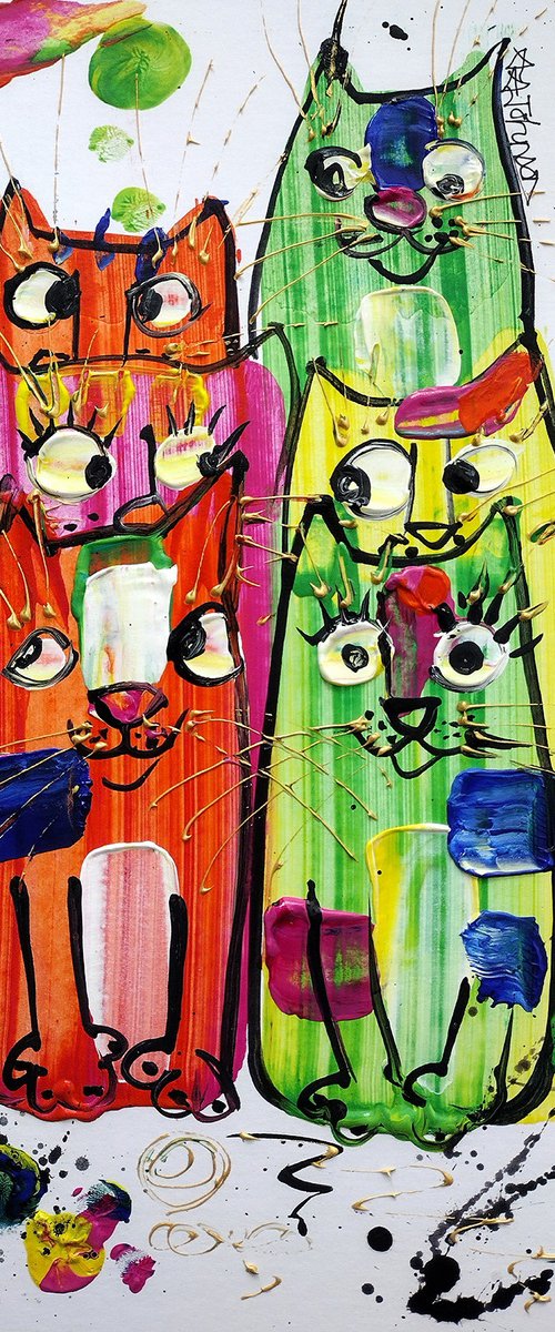 Pussycats - Cats in a Queue by Andrew Alan Johnson