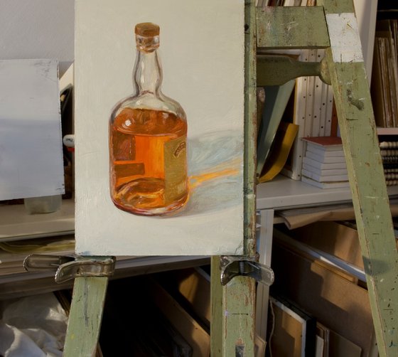 rum bottle on a white background