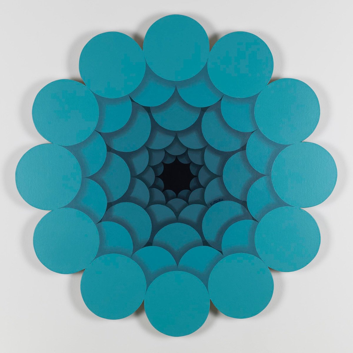 Geometric Abstract Acrylic Painting By George Koutsouris, 30 X 30, Deep Teal, Original Artwork