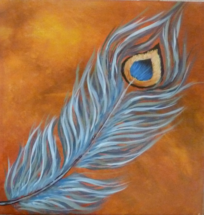 Peacock Feather Acrylic Painting By Suzy K Artfinder