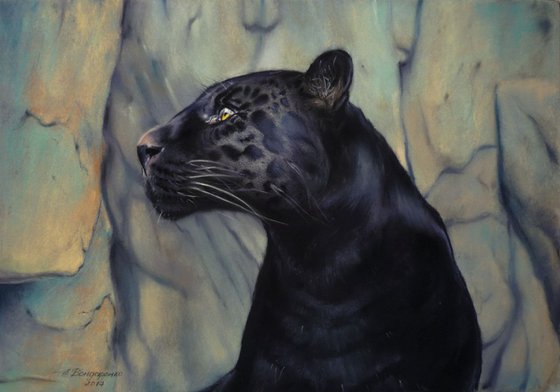 Panther. Original Pastel Portrait