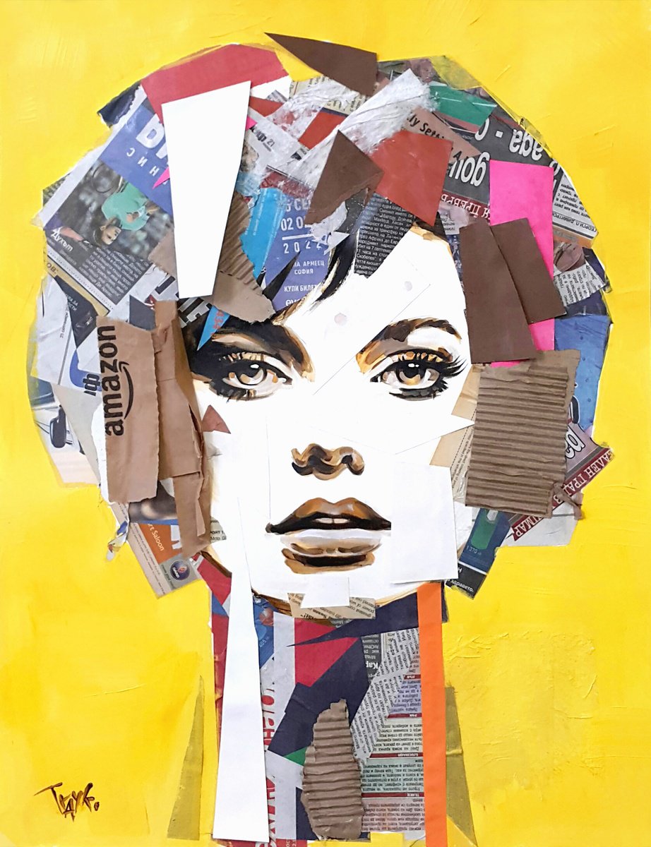 Abstract Portrait Acrylic Painting By Trayko Popov, 20 X 26", Face, Original Artwork