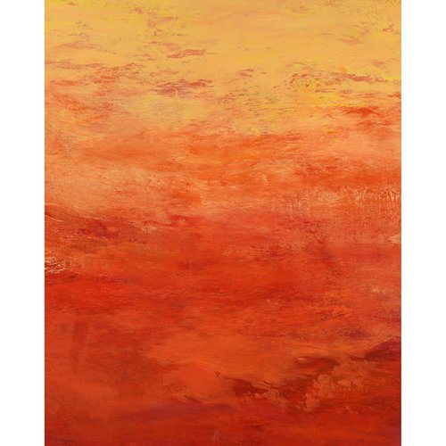 Tangerine Burst - Modern Color Field Abstract by Suzanne Vaughan