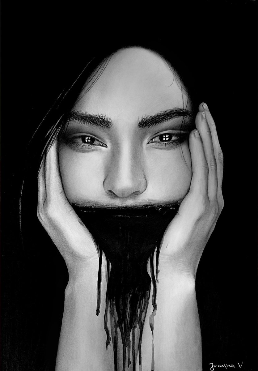 Photorealistic Portrait Drawing By Ioanna Ladopoulou, 12 X 17, Censored Iii, Original Artwork