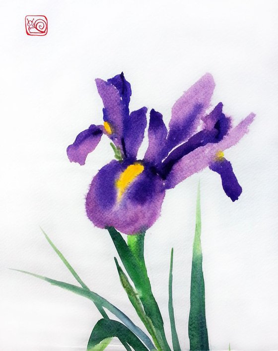 !!! SPRING SALE !!! - Purple Iris Watercolor #1 - botanical - art  - purple