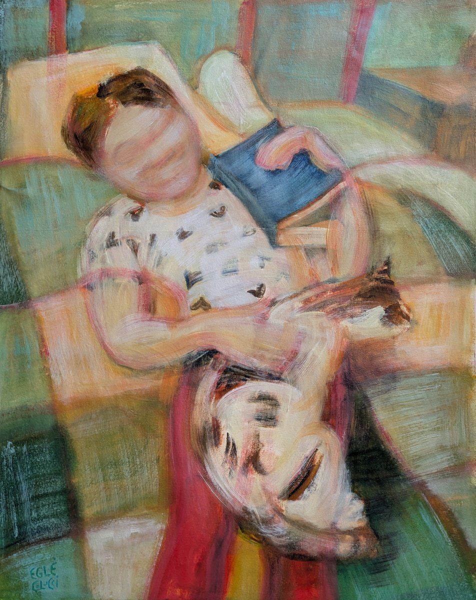 Portrait Oil Painting By Egle Colucci, 24 X 30, A Break From Reading, Original Artwork