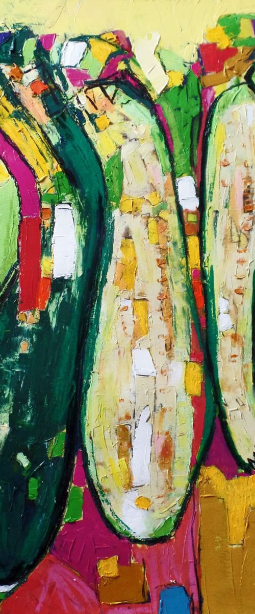 An abstract of Courgettes by Irene Wilkes