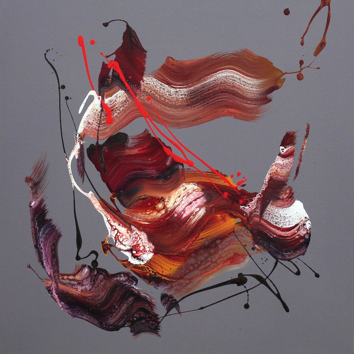 Expressive Abstract Acrylic Painting By Paresh Nrshinga Frsa, 24 X 24", Strawberry Swing, Original Artwork