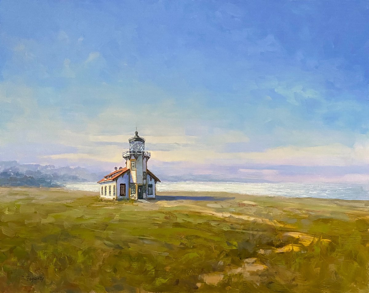 Impressionistic Landscape Oil Painting By Tatyana Fogarty, 20 X 16", Point Cabrillo Light, Original Artwork