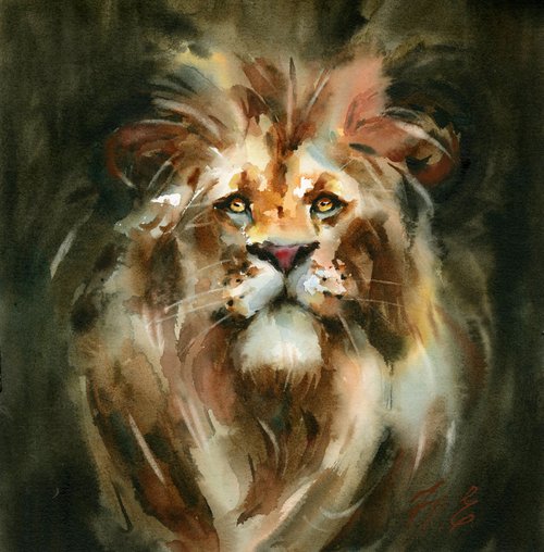 Lion in watercolor, Aslan, The king of Narnia by Yulia Evsyukova