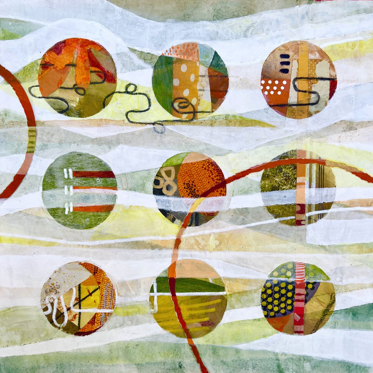 Organic Abstract Painting By Kathy Ferguson, 10 X 10", Glimpses, Original Artwork