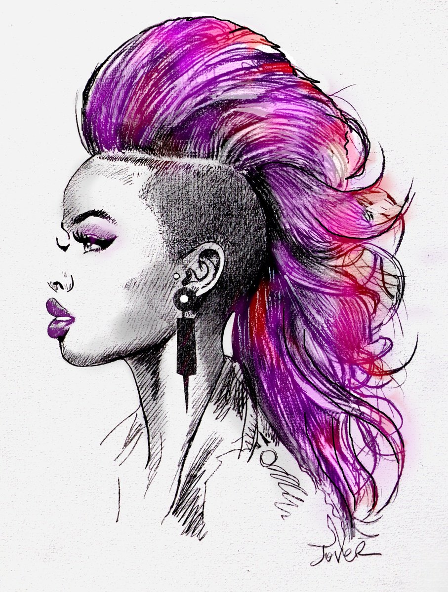 Impressionistic Ink Drawing , Mohawk By Loui Jover, 13 X 19, Artwork For Sale On Artfinder