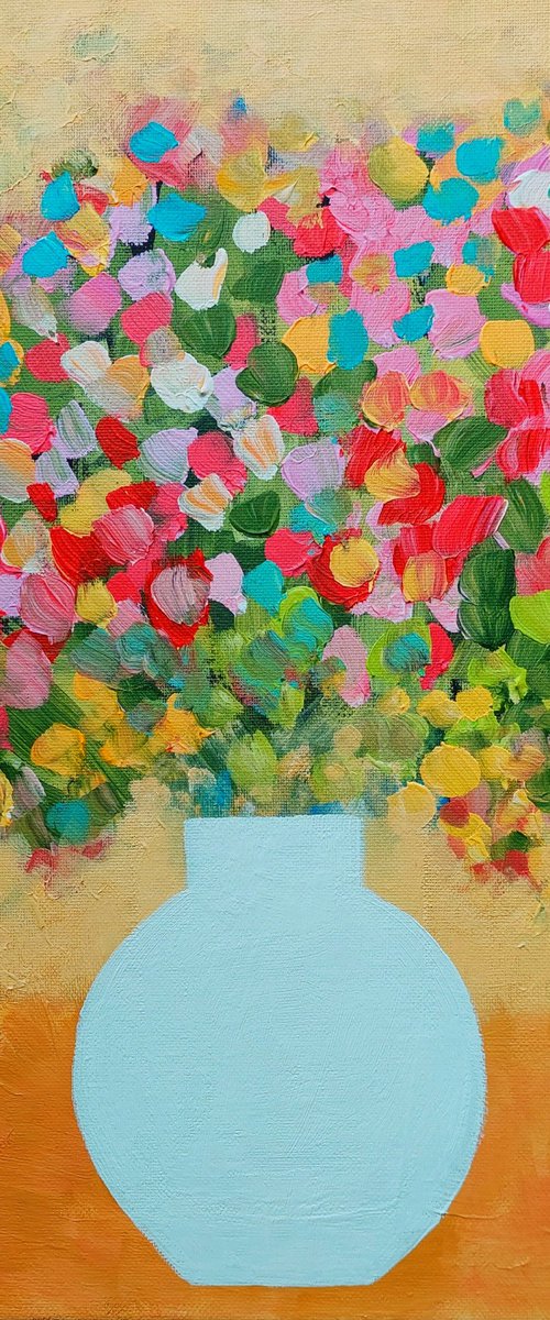 Spring Flowers on Yellow II by Jan Rippingham