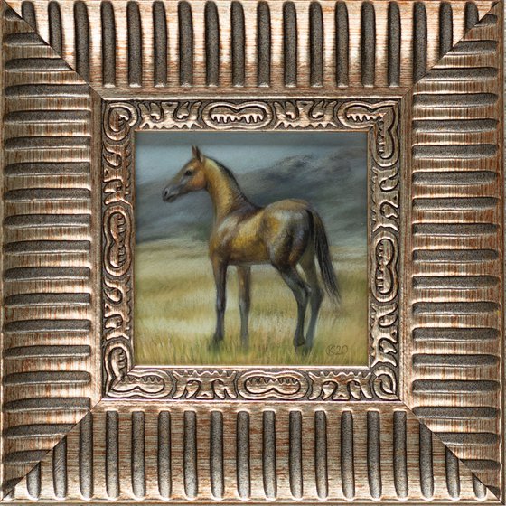 Akhal-Teke. Miniature. Original pastel drawing