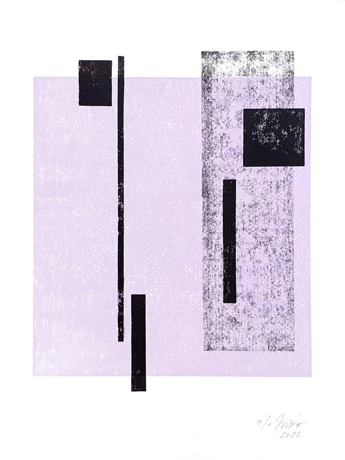 Purple composition n.1 ⋅ Minimalist monoprint by Mirta Artworks