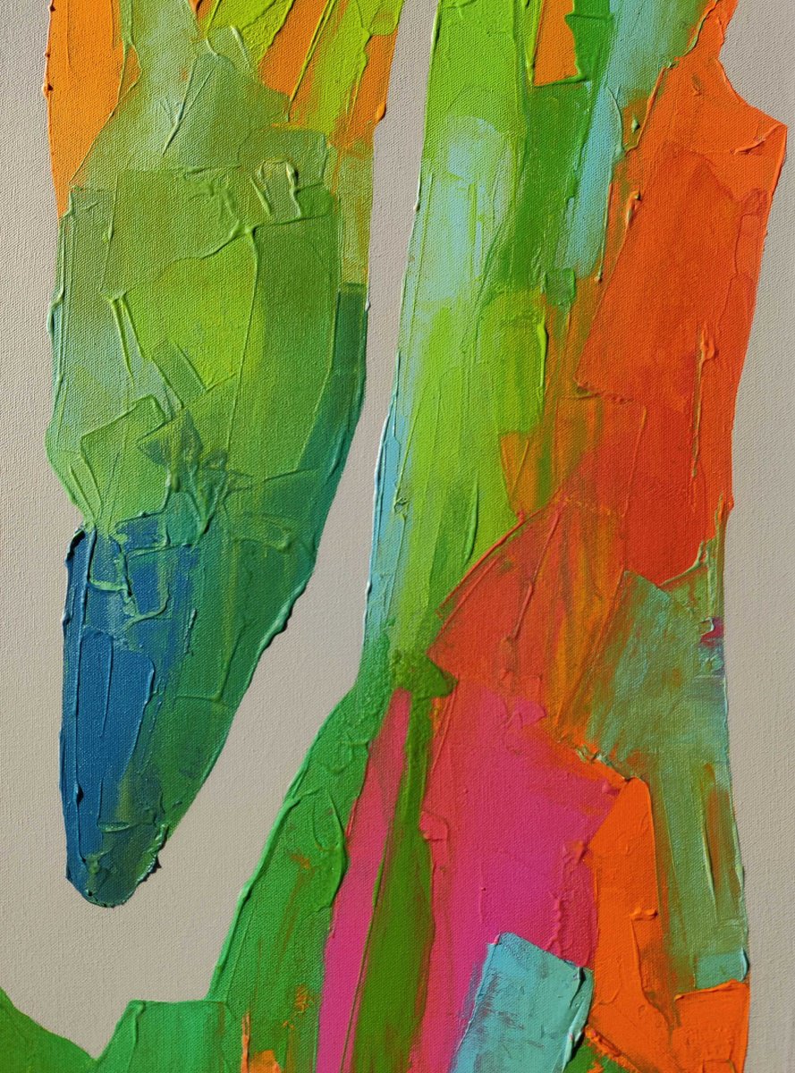 Abstract Acrylic Painting By Abhishek Kumar, 18 X 50, Mountain Rhythms 02, Original Artwork