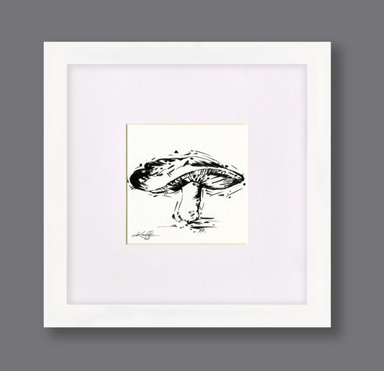 Mushroom - Small Minimalist Ink Illustration by Kathy Morton Stanion