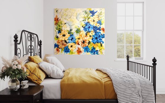 "Memories", XXL abstract flower painting