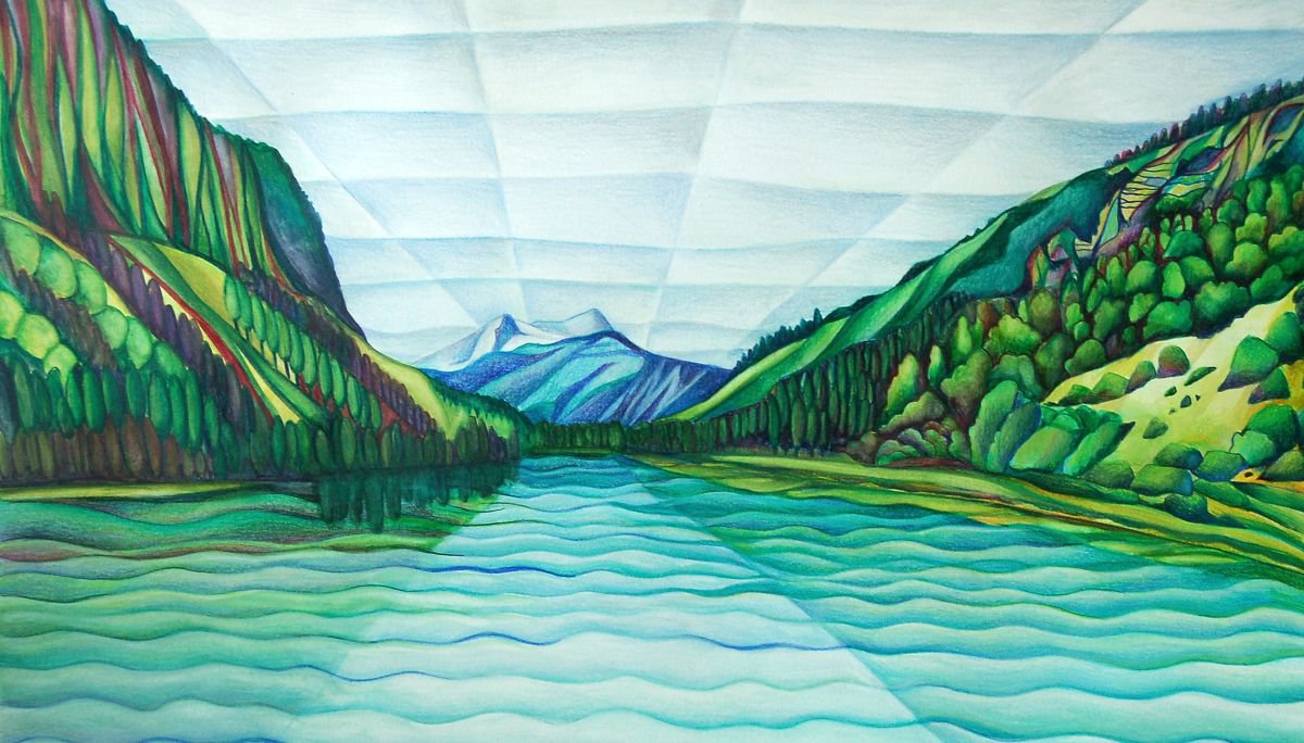Organic Landscape Painting By Tiffany Budd, 31 X 22", Summer In The Mountains, Original Artwork