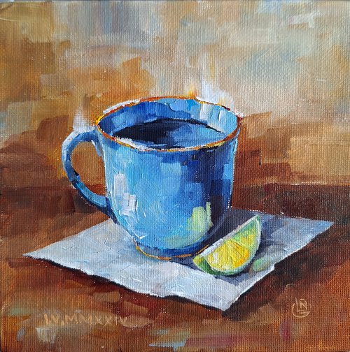 Mini Oil Painting Still Life With A Cup by Natalia Langenberg