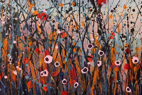 In The Fullness Of Time   - Super sized original abstract floral landscape