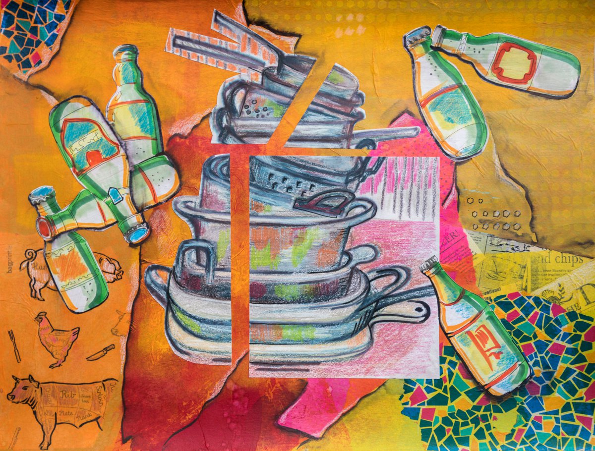Kitchen Art - Pans and Beer by Ariadna de Raadt