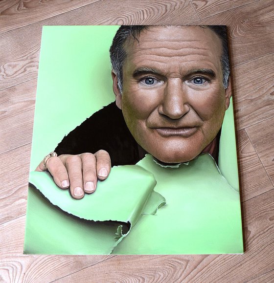 Robbin Williams portrait, 60 x 50 cm, Ready to Hang/ actor / photorealism / hyperrealism / famous / male portrait / man