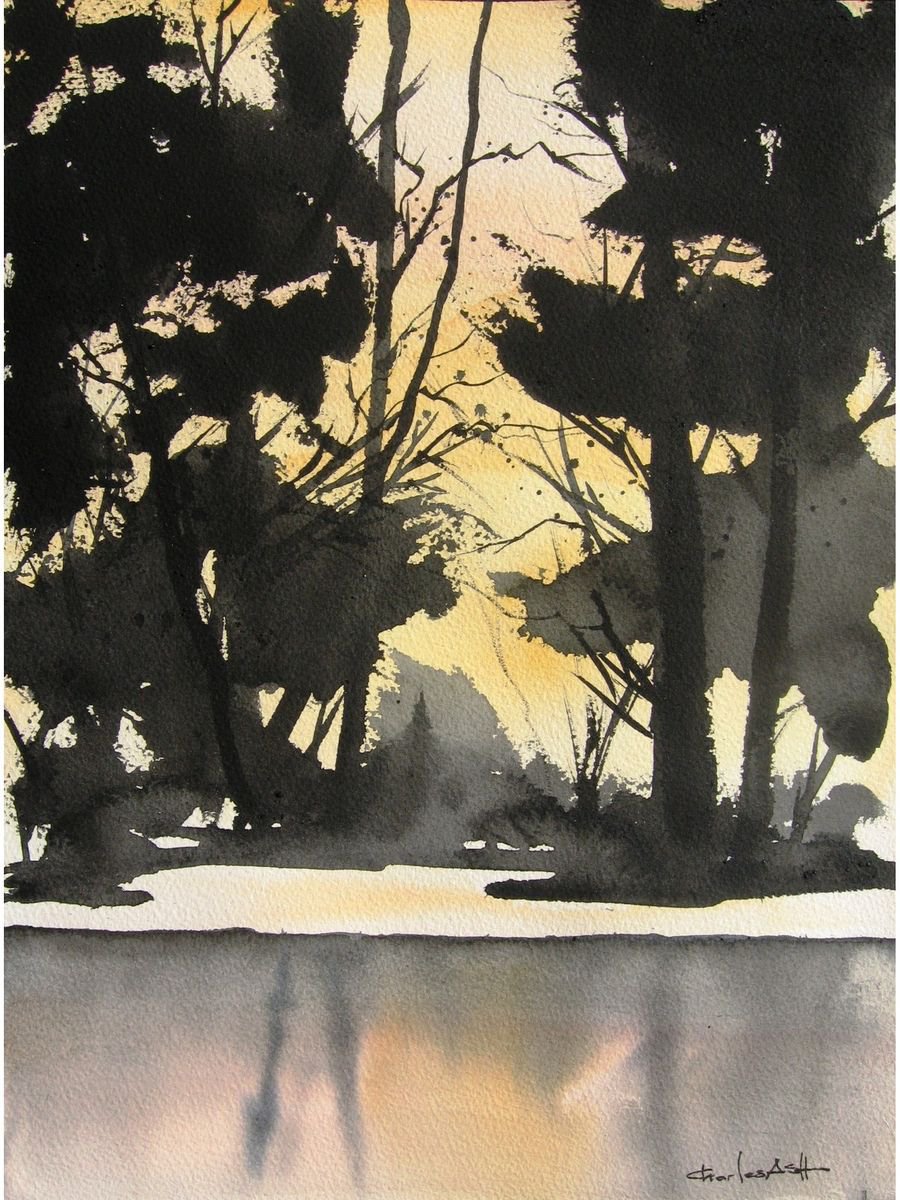 Woodland Glow - Original Watercolor Painting by CHARLES ASH