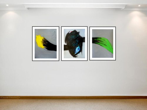 flamme  / Triptych : 35,43 x 15,75 in (90 x 40 cm) by Pierre-Yves Beltran