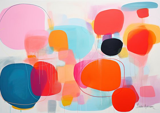 Painting with pink and blue shapes 2012234