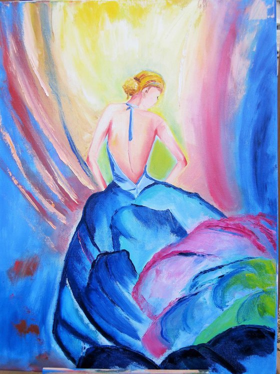 A Dancer. Original Oil Painting on Canvas. 18" x 24". 46 x 61 cm.