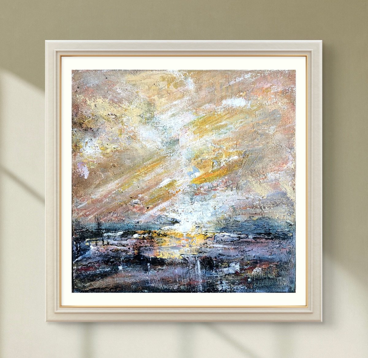 Abstract Landscape Oil Painting By Snezana Djordjevic, 8 X 8", Island Of Hope, Original Artwork