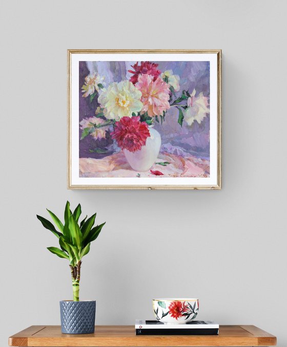 Still life with peonies